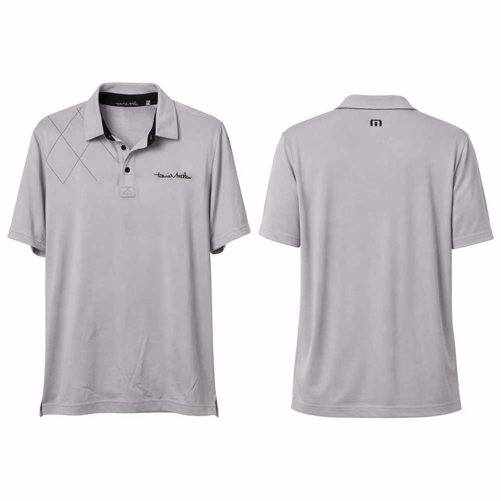 Travis Mathew Men's XL Polo Shirt Gray Performance Golf Logo|Excellent Condition - Picture 3 of 12
